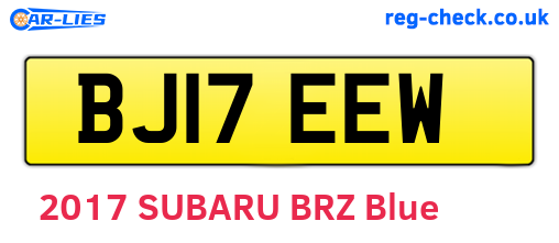 BJ17EEW are the vehicle registration plates.