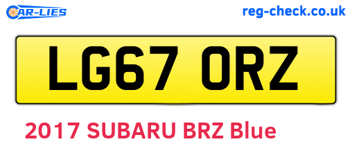 LG67ORZ are the vehicle registration plates.