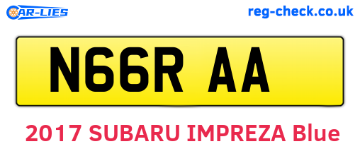 N66RAA are the vehicle registration plates.