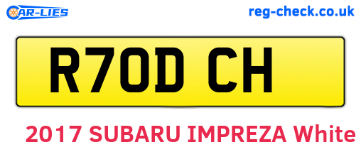 R70DCH are the vehicle registration plates.