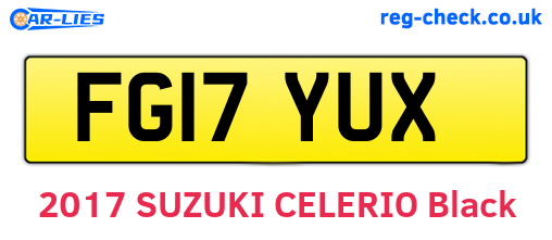 FG17YUX are the vehicle registration plates.