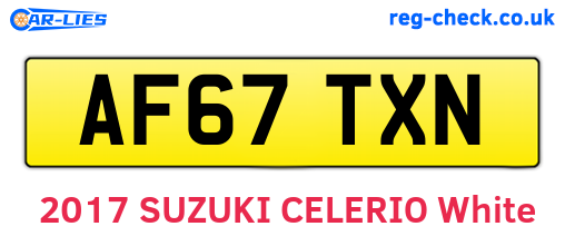 AF67TXN are the vehicle registration plates.