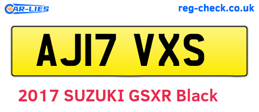 AJ17VXS are the vehicle registration plates.