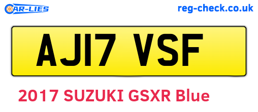 AJ17VSF are the vehicle registration plates.
