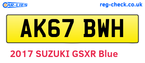 AK67BWH are the vehicle registration plates.
