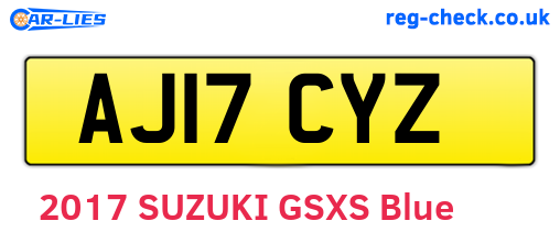 AJ17CYZ are the vehicle registration plates.