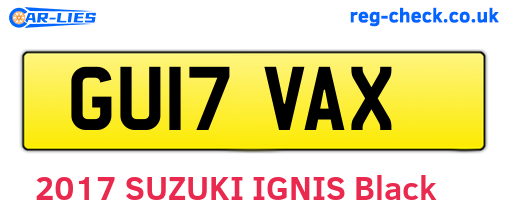 GU17VAX are the vehicle registration plates.