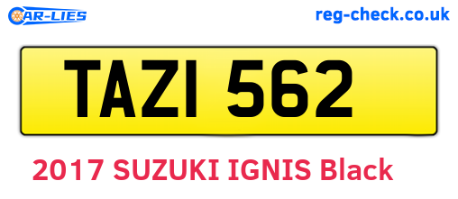 TAZ1562 are the vehicle registration plates.