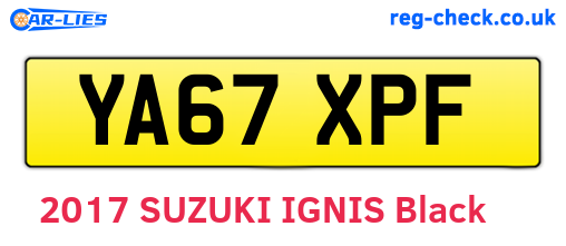 YA67XPF are the vehicle registration plates.