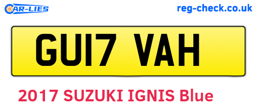 GU17VAH are the vehicle registration plates.