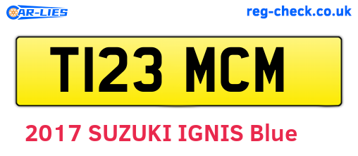 T123MCM are the vehicle registration plates.