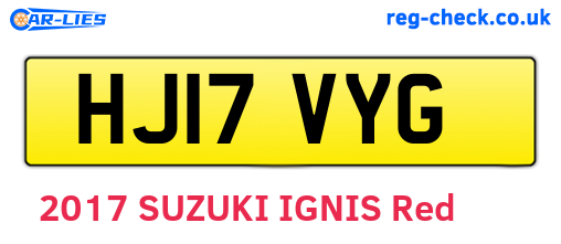 HJ17VYG are the vehicle registration plates.