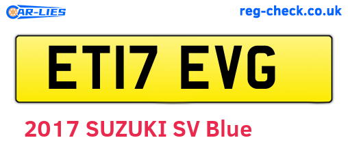 ET17EVG are the vehicle registration plates.