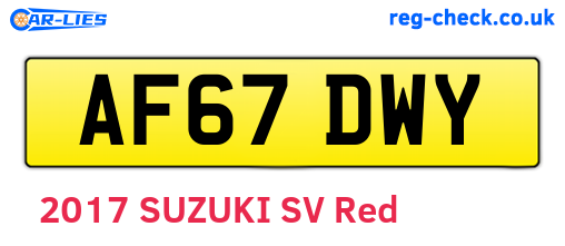 AF67DWY are the vehicle registration plates.