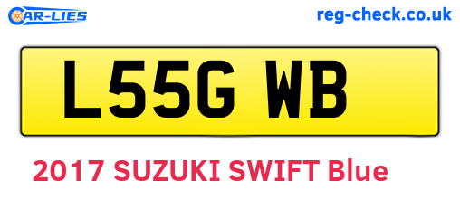 L55GWB are the vehicle registration plates.