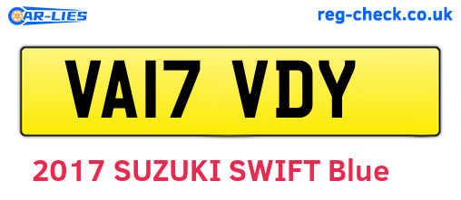 VA17VDY are the vehicle registration plates.
