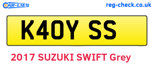 K40YSS are the vehicle registration plates.
