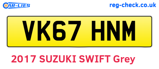 VK67HNM are the vehicle registration plates.