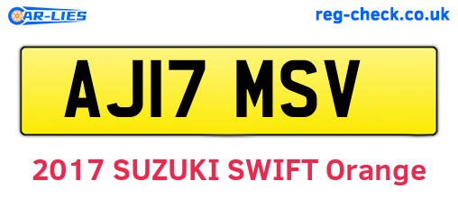 AJ17MSV are the vehicle registration plates.