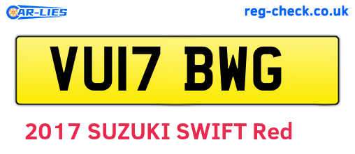 VU17BWG are the vehicle registration plates.