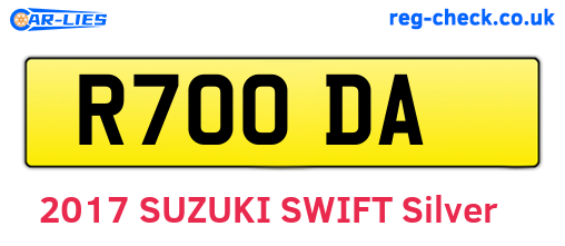 R70ODA are the vehicle registration plates.