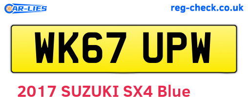 WK67UPW are the vehicle registration plates.