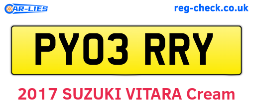 PY03RRY are the vehicle registration plates.