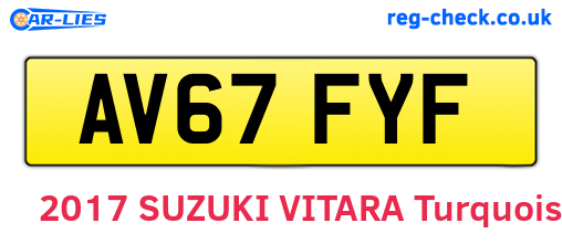 AV67FYF are the vehicle registration plates.
