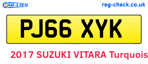 PJ66XYK are the vehicle registration plates.