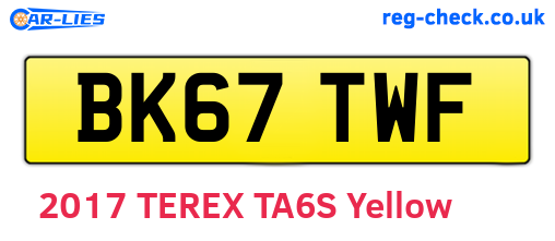 BK67TWF are the vehicle registration plates.