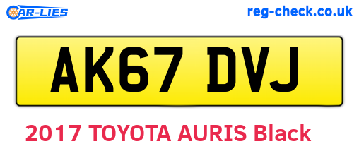 AK67DVJ are the vehicle registration plates.