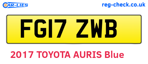 FG17ZWB are the vehicle registration plates.