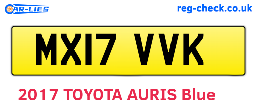 MX17VVK are the vehicle registration plates.