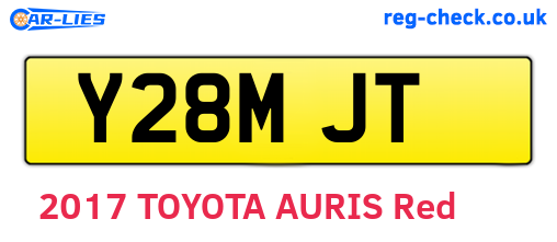 Y28MJT are the vehicle registration plates.