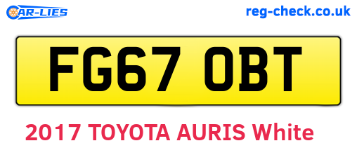FG67OBT are the vehicle registration plates.