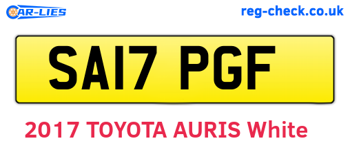 SA17PGF are the vehicle registration plates.