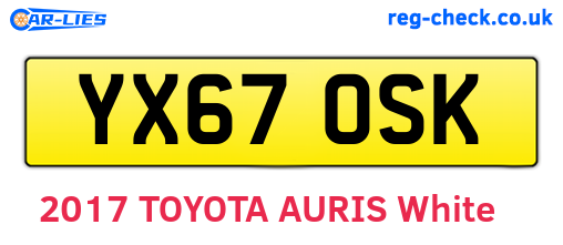 YX67OSK are the vehicle registration plates.