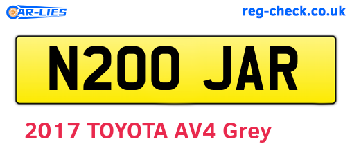 N200JAR are the vehicle registration plates.