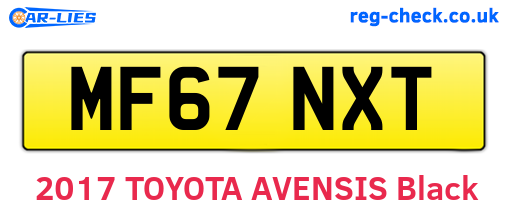 MF67NXT are the vehicle registration plates.