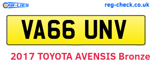 VA66UNV are the vehicle registration plates.