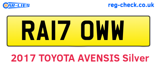 RA17OWW are the vehicle registration plates.