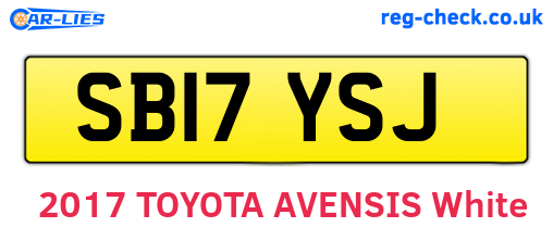 SB17YSJ are the vehicle registration plates.