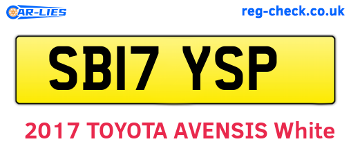 SB17YSP are the vehicle registration plates.