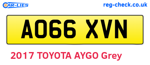 AO66XVN are the vehicle registration plates.