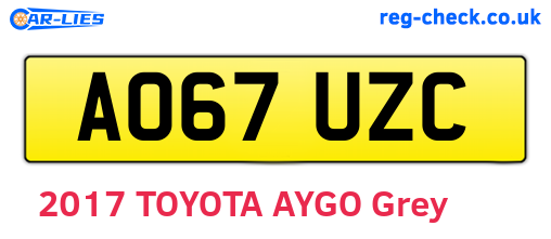 AO67UZC are the vehicle registration plates.