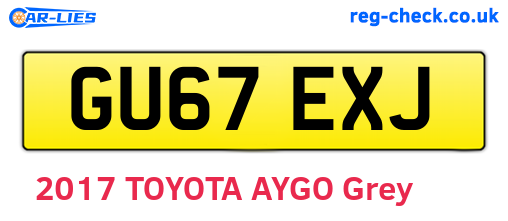 GU67EXJ are the vehicle registration plates.