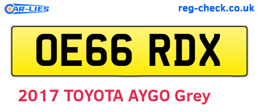 OE66RDX are the vehicle registration plates.