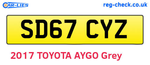 SD67CYZ are the vehicle registration plates.