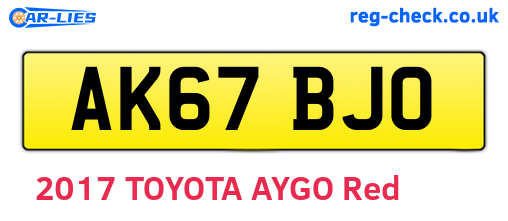 AK67BJO are the vehicle registration plates.