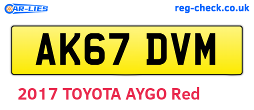 AK67DVM are the vehicle registration plates.